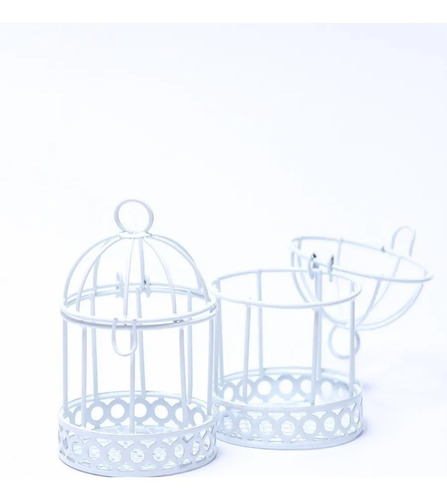 Imagen 2 de 5 de Mini Jaula Redonda Blanca Souvenir Deco X 15 Unidades