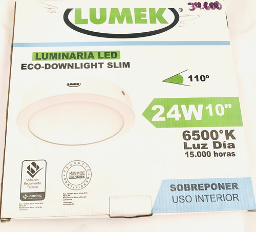 Panel Lumek Led 24w Redondo Sobreponer Luz Blanca 