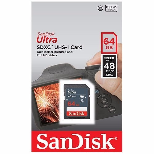 Memoria Sandisk Ultra 64gb Sdxc Clase10 Uhs-l U1 320x 48mb/s