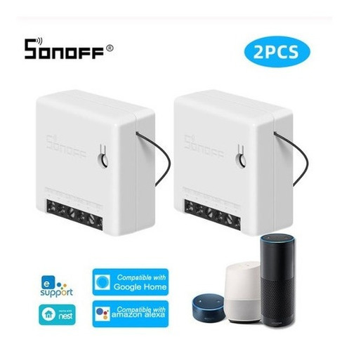Imagem 1 de 10 de Kit 2 Sonoff Mini Interruptor Wi-fi Automação Residencial