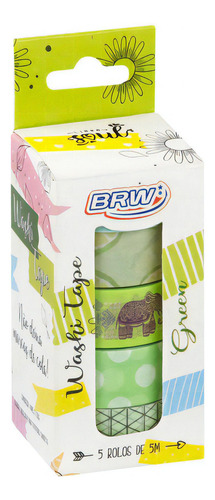 Cinta adhesiva washitape BRW Cinta Washi Tape Diseños Varios color diseño 03 500cm x 1.5cm 5 unidades