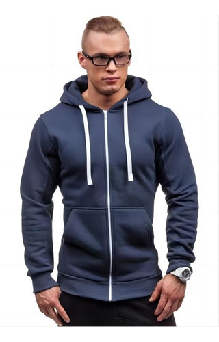 Sudadera Con Capucha Sólido Casual Cierre Hoodie Para Hombre