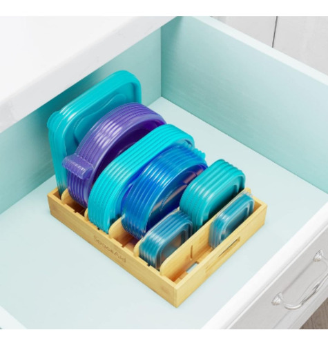 Organizador Almacenamiento Ajustable Cocina Bambú