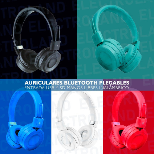 Auriculares Inalambrico Bluetooth Plegables Sd Usb Microfono