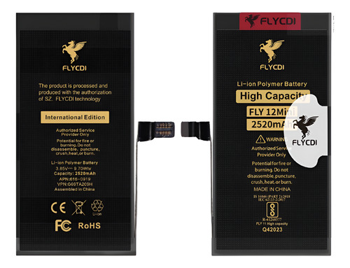 Bateria Para iPhone 12 Mini A2176 2520mah High Capacity Fly