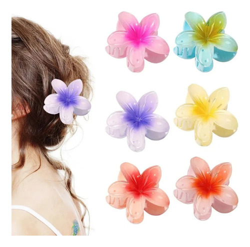 ; # 6 Pinzas De Pelo Grandes Con Flores Mate Para Mujer