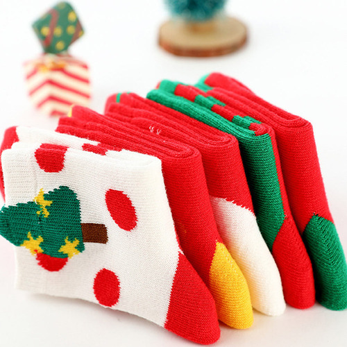 5 Pares De Bonitos Calcetines Navideños Infantiles Divertido