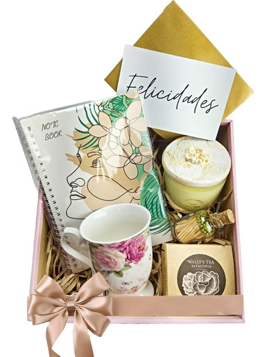 Box Regalo Para Cumpleaños Taza Mug + Cuaderno + Vela + Té
