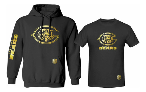 Kit Sudadera + Playera Estilo Chicago Bears Nfl Gold