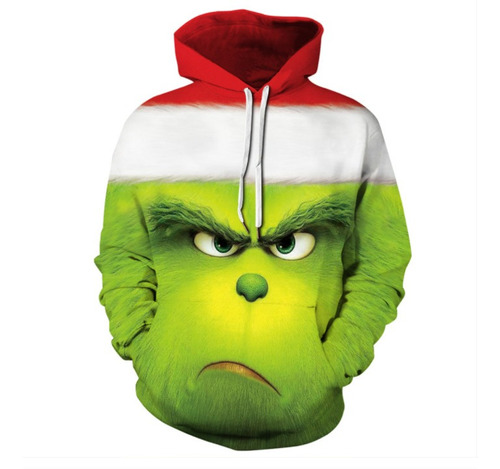 Sudadera Con Capucha 3d De Piel Verde Monster Grinch Navidad