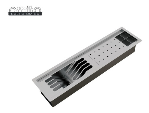 Calha Úmida Completa Sobrepor Canal Equipado Inox 60 Cm