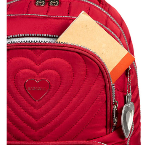 Mochila Escolar Feminina Juvenil Bagaggio cor Vermelho