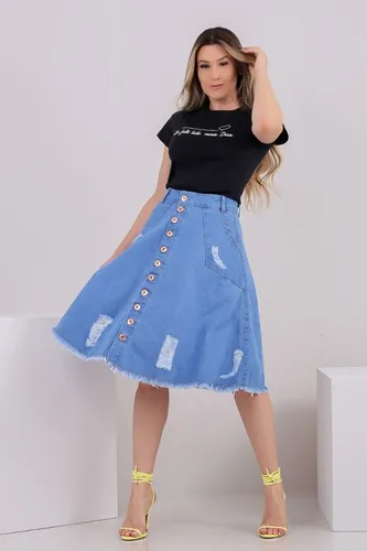Saia jeans varios botoes 2025