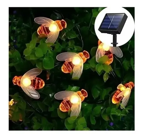Guirnaldas Solar Abejas 20 Luces Guirnalda Abejas 5mts Luz