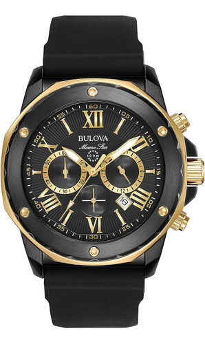 Relógio de pulso Bulova 98B278, cor analógico-digital preta, bisel e pulseira de aço inoxidável