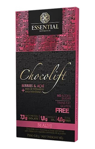 Kit 3 Chocolift Be Alive Berries Essential Nutrition 40g