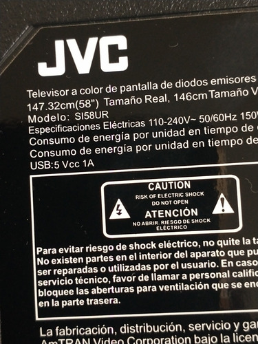Led Para Pantalla Jvc Roku Modelo Si58ur (Usado)