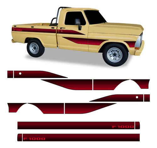 Faixa Ford F-1000 Adesivo Decorativo Lateral Cabine Simples