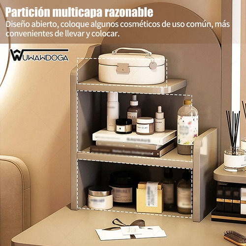 Tocador Madera Con Espejo Luz Melamina