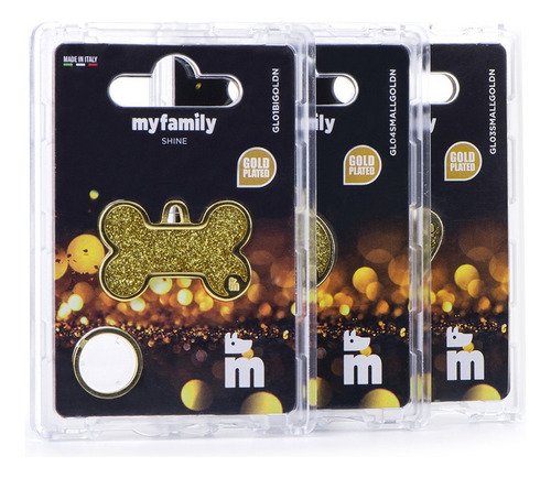 Chapa Identificatoria Mascota My Family Shine Big Bone Gold Color Dorado