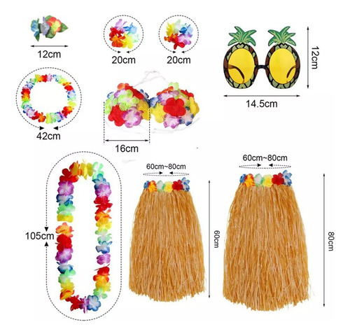 Set De Falda Hawaiana De Hula Para Fiesta De Disfraces.