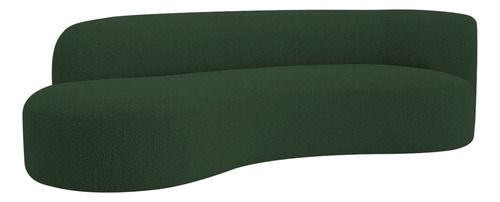 Divã Recamier Orgânico Tokyo 180cm Lado Esquerdo Linho Cor Verde
