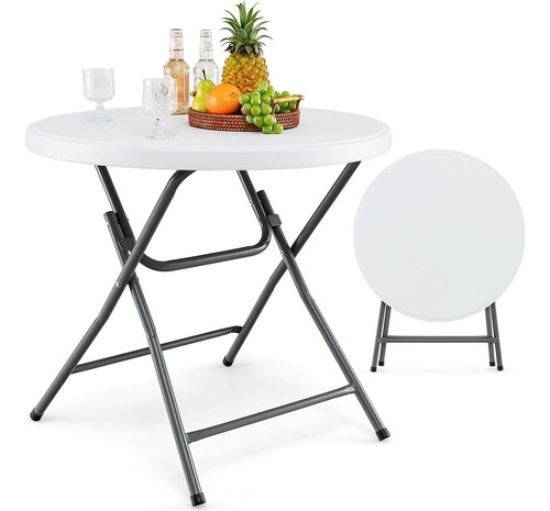 Mesa Redonda Exterior Multiuso Pack 2 Pz Negro Blanco 80cm
