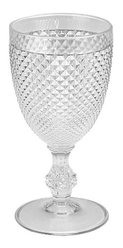 6 Taça De Vinho Diamond 390 Ml Diamante Crystal Poliestireno Cor Transparente