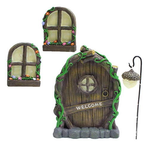 Fairy Tree Door And Windows - Dark Garden Art Sculpture