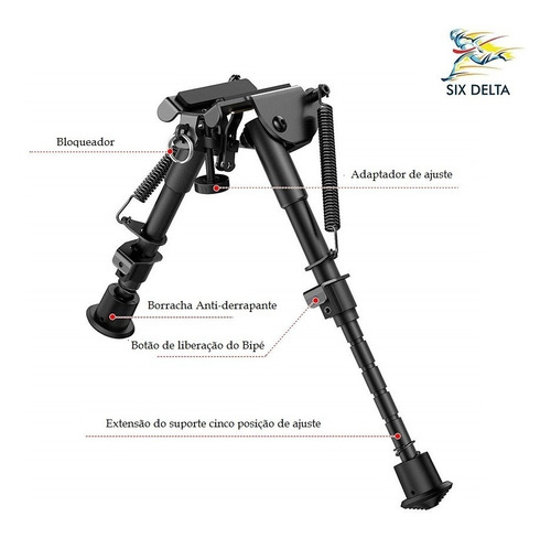 Imagem 4 de 8 de Bipé BiPod Tático Sniper Carabina Airsoft + Adaptador Trilho