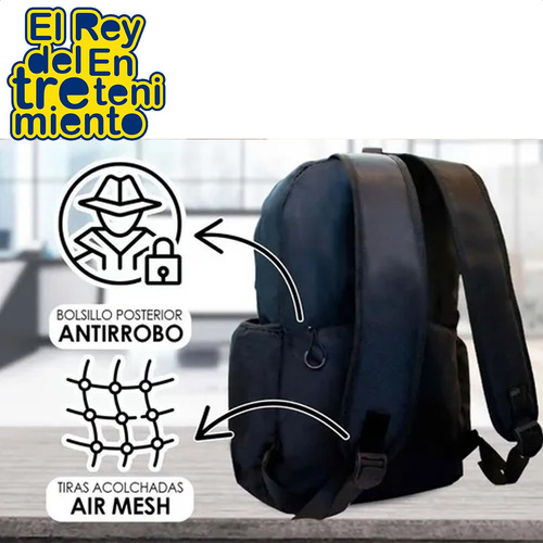 Imagen 3 de 7 de Mochila Everlast Urbana Deportiva P/ Laptop Antirrobo El Rey