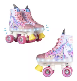 Patines Unicornio 4 Ruedas Con Luces Led