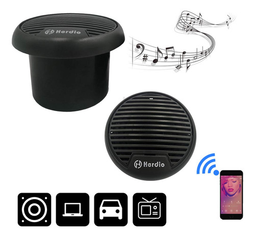 Marine Bluetooth Speakers Herdio 3-inch 140w For Boat Black
