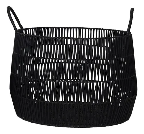 comprar Cesto C\u002Fasas D40x30cms Plastico Simil Ratan Negro