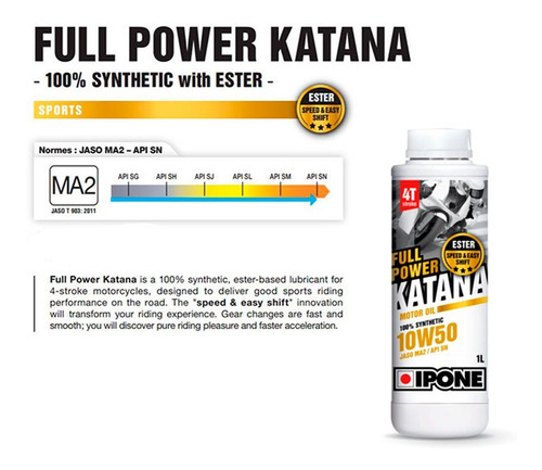 Aceite Ipone 10w50 Katana Sintético 100% Full Power Ryd