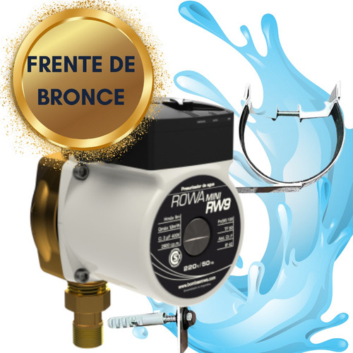 Imagen 1 de 10 de Bomba Presurizadora Calefón Rowa Mini 9 Rw9 + Soporte