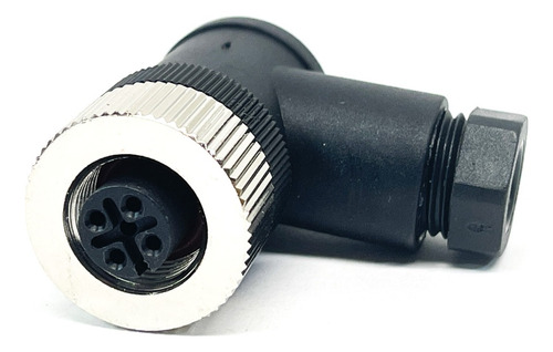 Conector M12 3 Pinos Fêmea Curvo 90º Para Montar Sensor