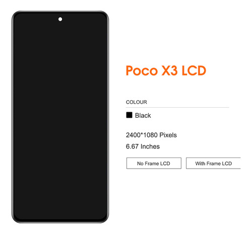Tela Touch Display Lcd Frontal Compatível Poco X3 Nfc X3 Pro Cor Preto