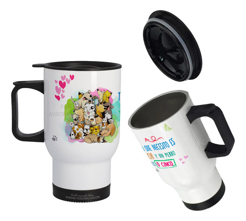 Mug Vaso Termico Viajero Para Carro Con Motivo Mascostas 01