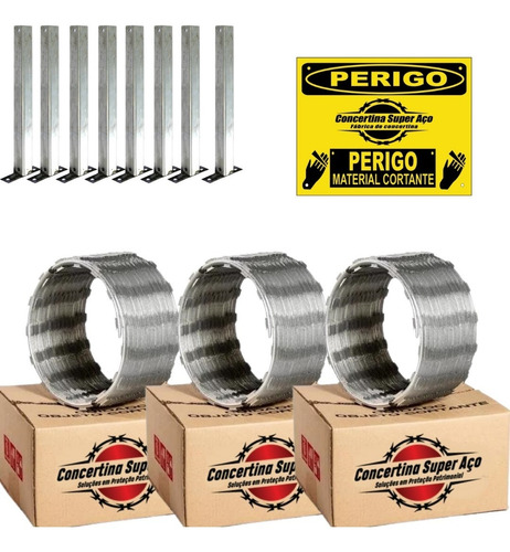 30 Metros Cerca Concertina Simples 30 Cm Com Kit Instalação