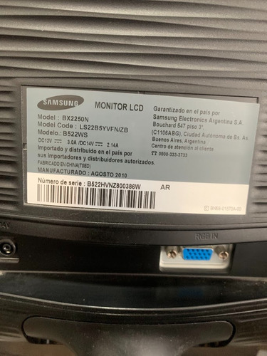 Monitor Pc Samsung Syncmaster Bx2250 Led 22 Negro Y Plateado (Usado)