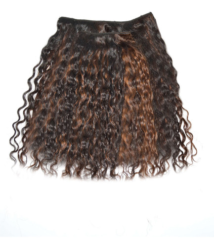Mega Hair Aplique Humano Tela #0/6 Castanho Com Mechas