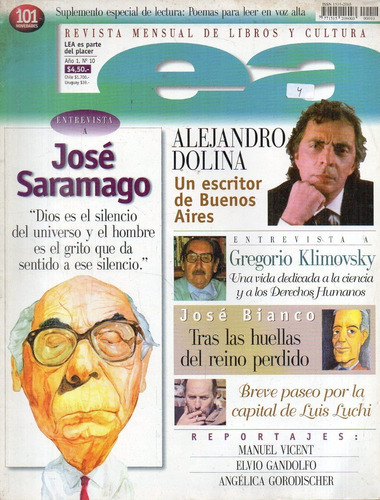 Revista Lea 10 - Saramago Dolina Jose Bianco Elvio Gandolfo