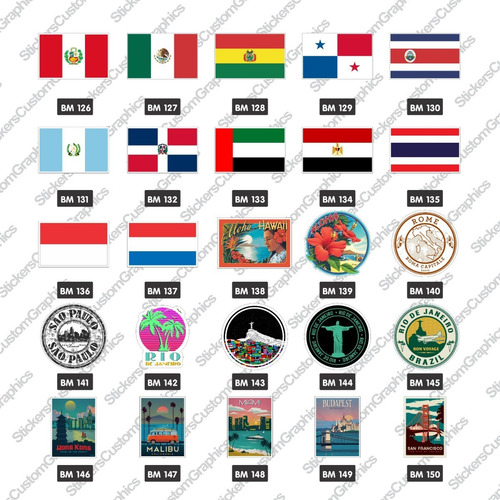 Adesivos Retro Antigos Vintage Malas E Bandeiras 20 Unidades
