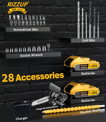 Kit Taladro Desatornillardor Inalambrico Electrico 2 Batería