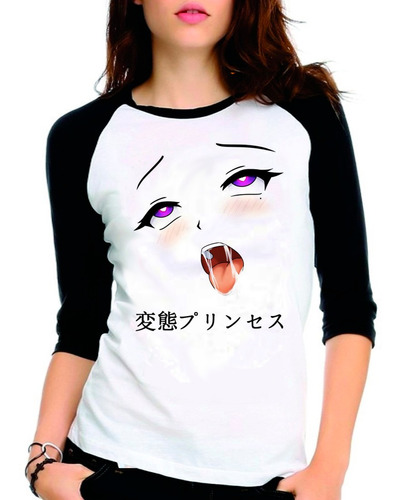 Camiseta Anime Hentai Ahegao Face V4 Raglan Babylook 34 Parcelamento