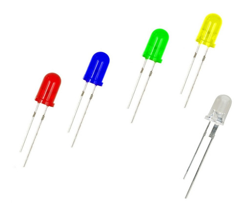 10x Led Azul Rojo Amarillo Verde Blanco 5mm Difuso Luz Ptec