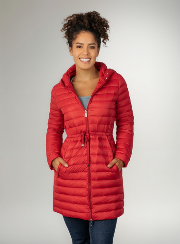 Chamarra Mujer Larga De Pluma Capucha Packable Greenlander