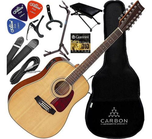 Kit Violão Eletroacústico Folk 12 Cordas Eagle Ch888e12