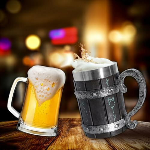 Jarra De Cerveza Estilo Vikingo Con Runas Nórdicas